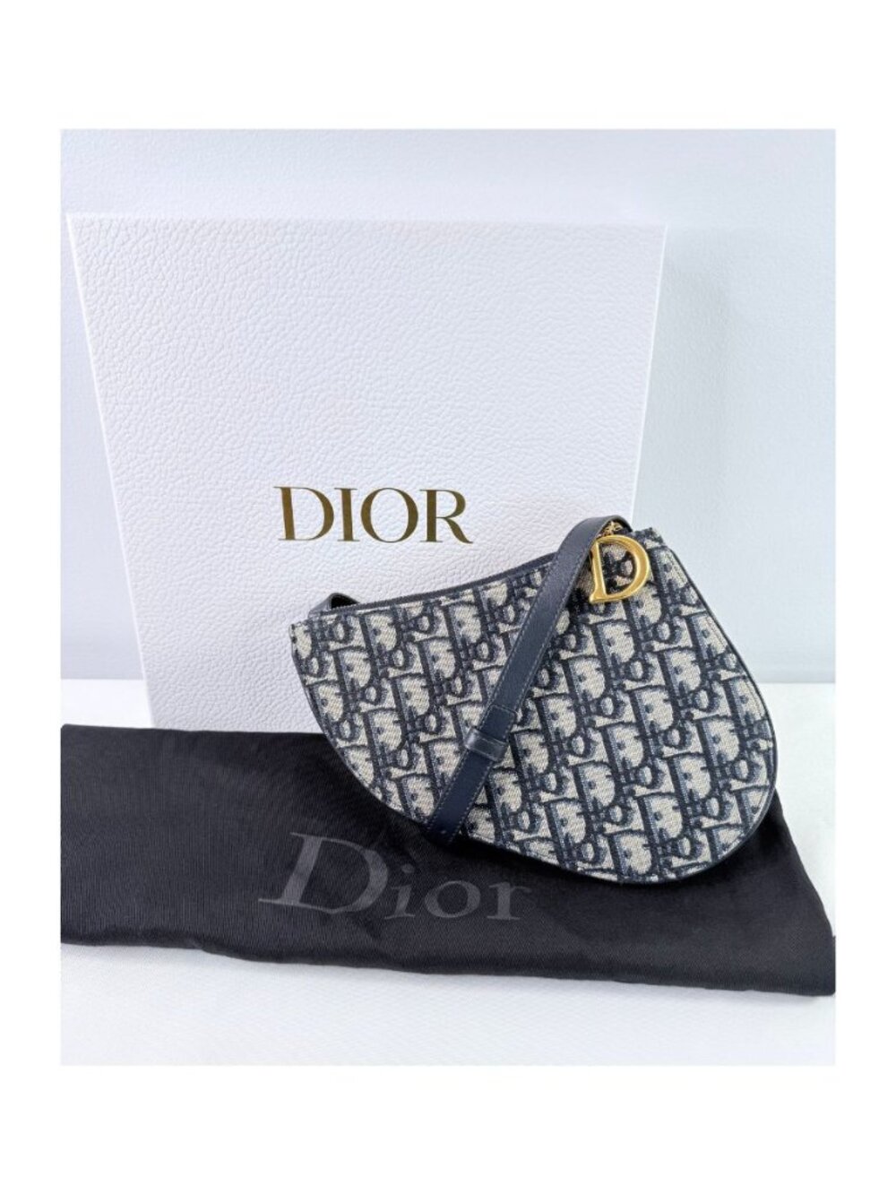 Christian Dior Oblique Saddle Trio Pouch & COA, Box, Dust Bag
